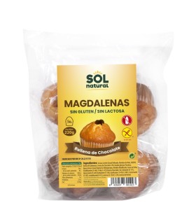 Magdalenas sin gluten rellenas de chocolate 200 g