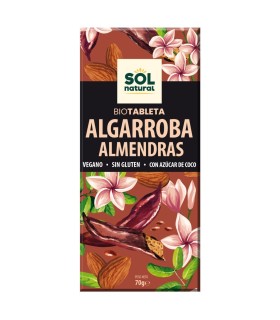 Tableta algarroba con almendras bio 70 g