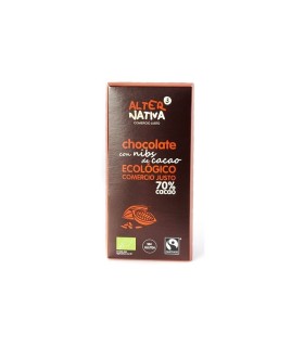 CHOCOLATE 70% NIBS DE CACAO BIO  80 G