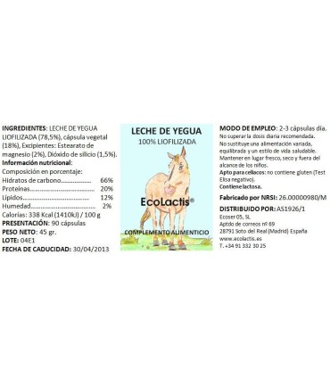 Leche de yegua Ecolactis 90 capsulas